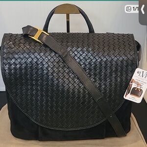 BOTTEGA VENETA VINTAGE PRE 2000 INTRECCIATO SUEDE/LEATHER MESSANGER 2 WAY BAG